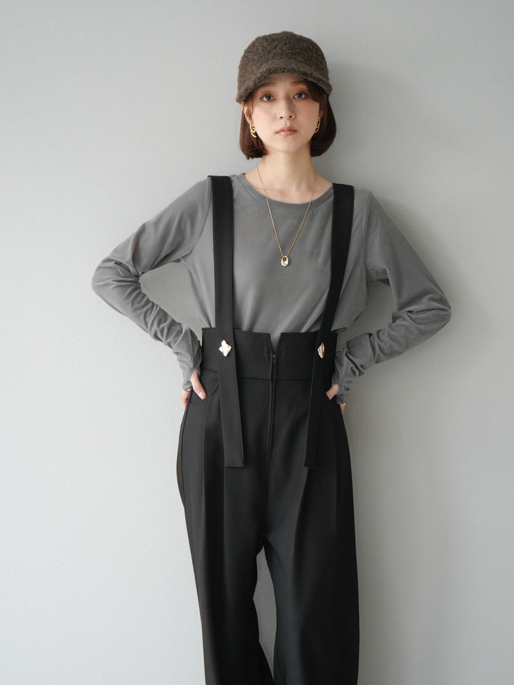 [予約]シアーベロアフィンガーホールトップス/グレー