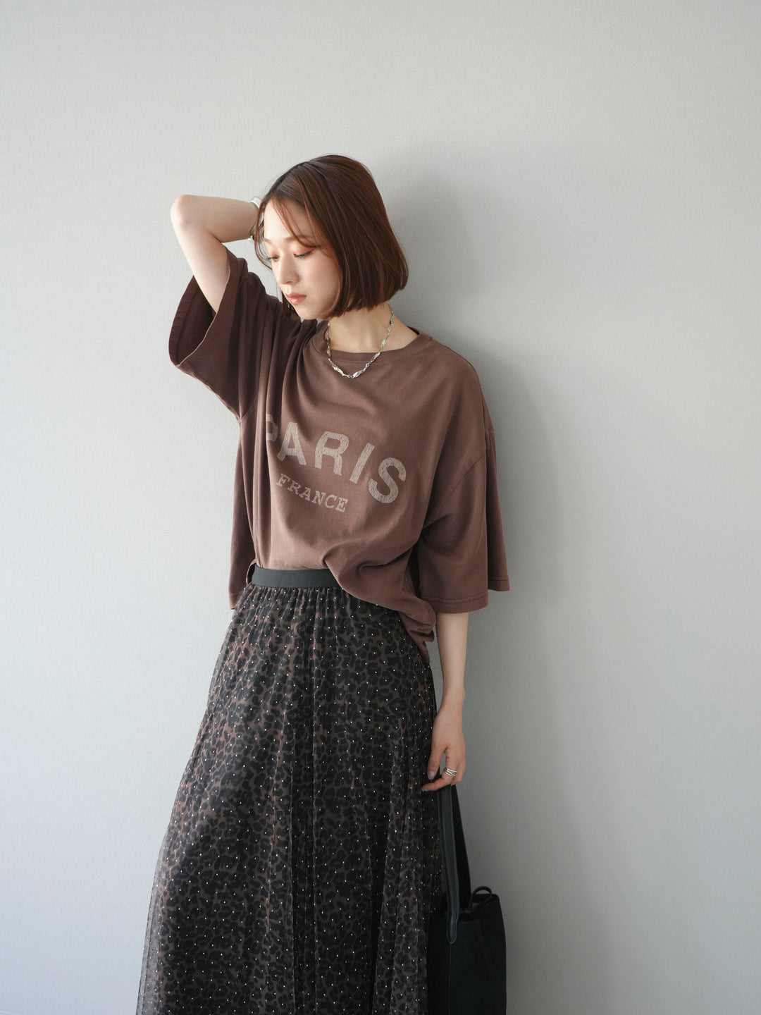 [予約]ピグメントロゴプリントTシャツ/ブラウン