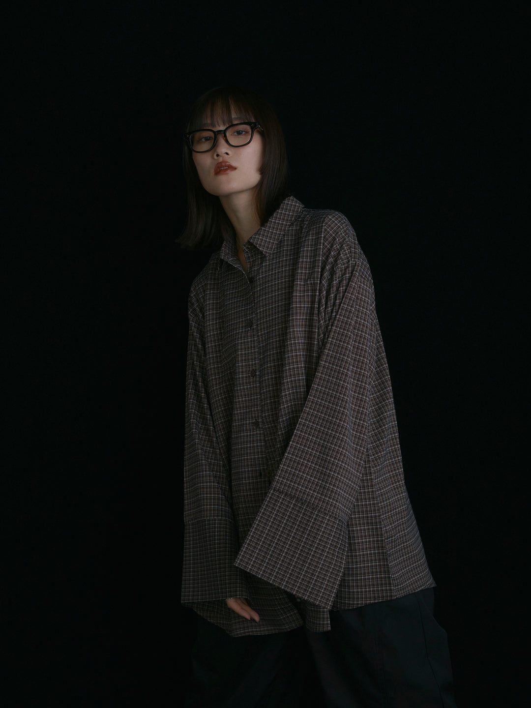 【Allure】[SET]チェックBIGカフスオーバーシャツ+チェックBIGカフスオーバーシャツ(2set)