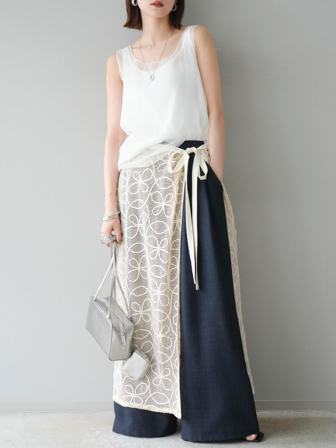 [予約]オーガンジーレイヤードタンクトップ/ホワイト