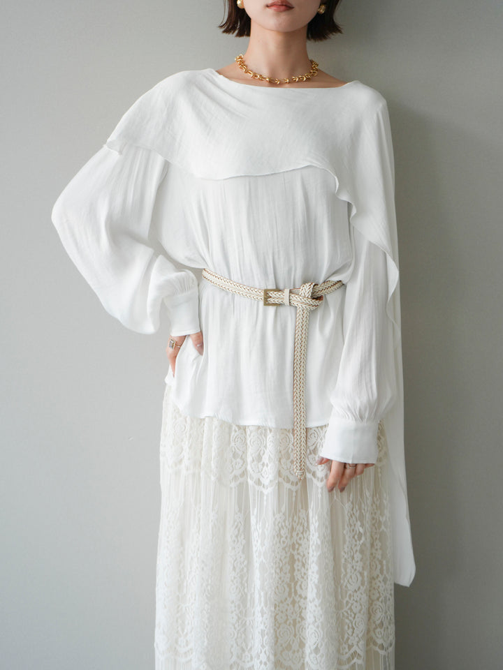 [予約]シルキードレープブラウス/white