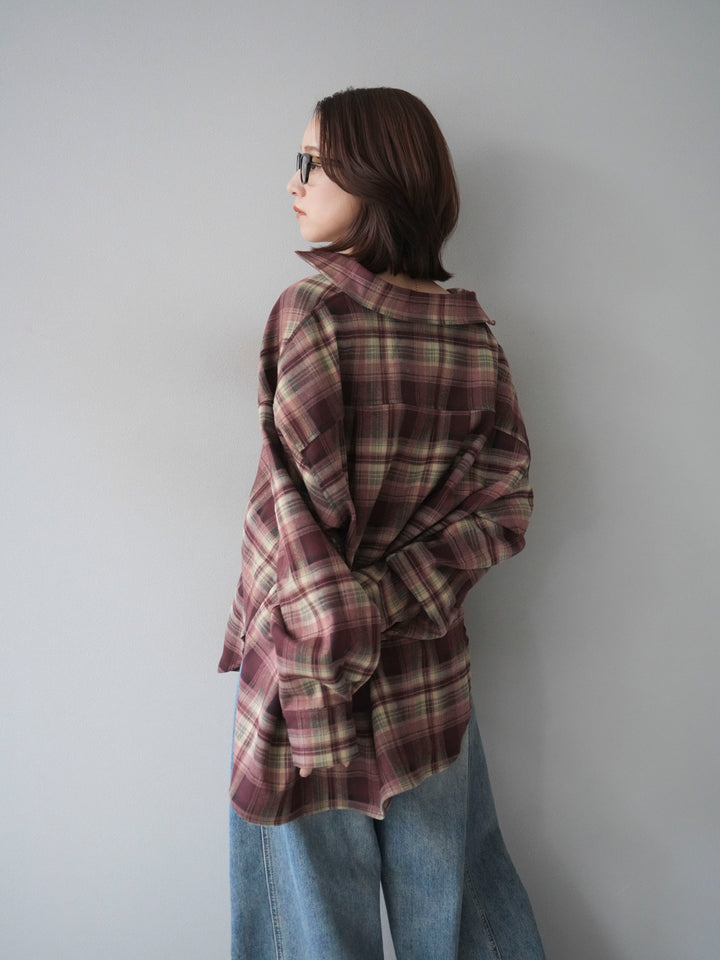 [予約]マルチウェイチェックシャツ/bordeauxbeige
