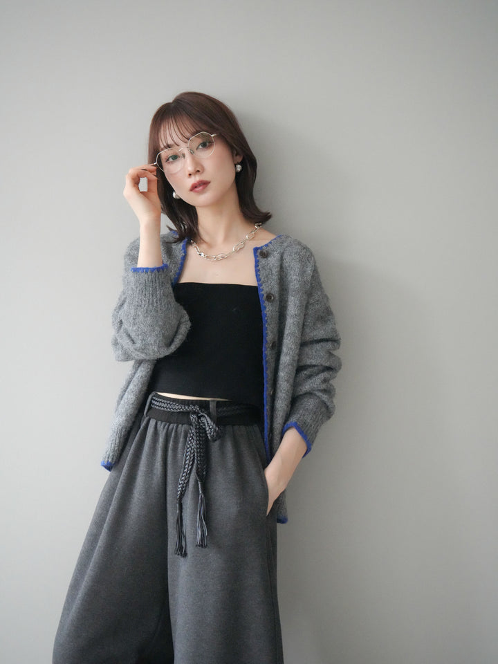 [SET]三角ステッチニットカーディガン+選べるアクセセット(2set)