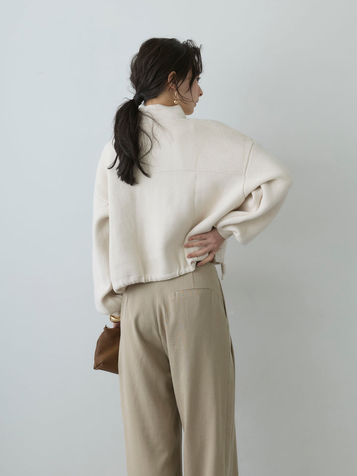 [予約]ウエストレースドレープワイドパンツ/beige