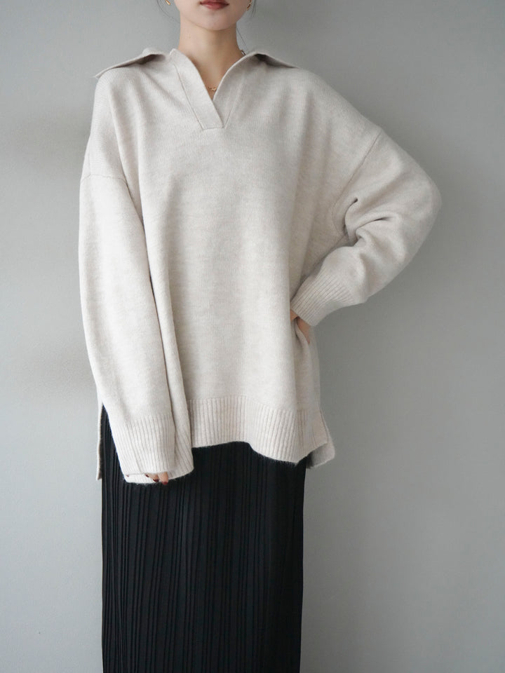 [予約]スキッパーオーバーニットプルオーバー/oatmeal