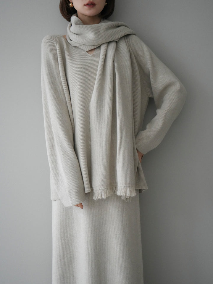 [SET]ストール付キーネックニットSET UP