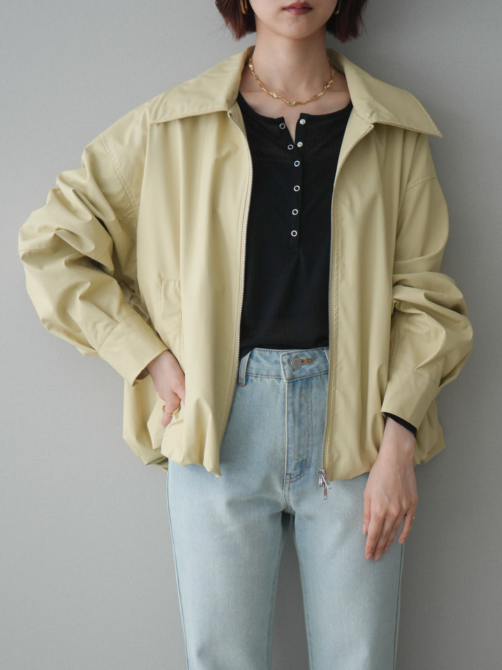 [予約]ウォッシャブルフェイクレザーバルーンジャケット/yellow