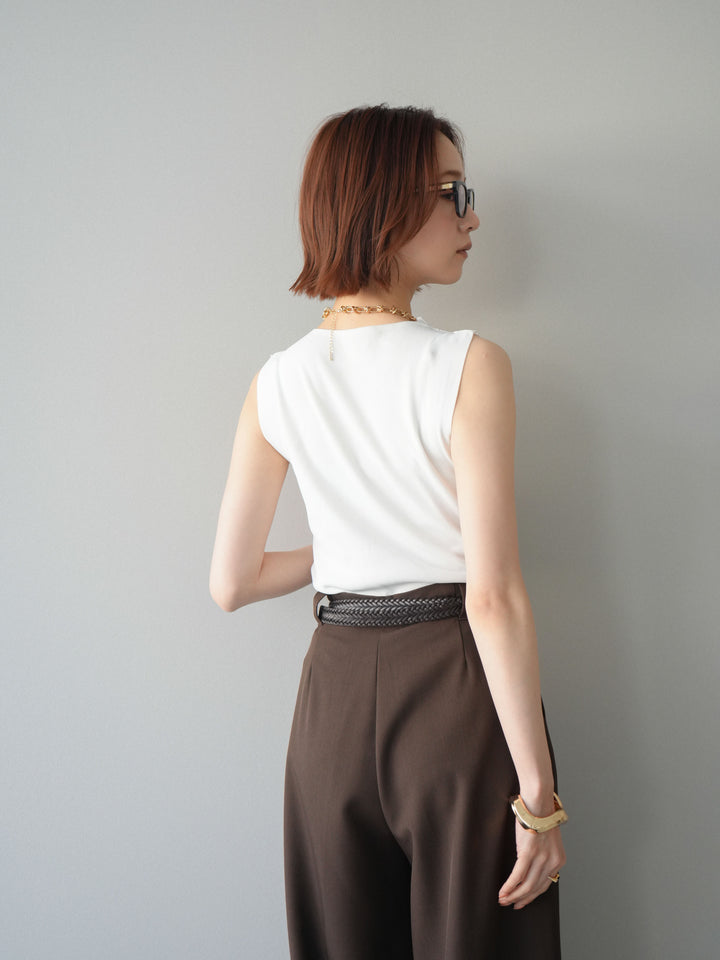 [予約]パールボタンニットタンクトップ/white