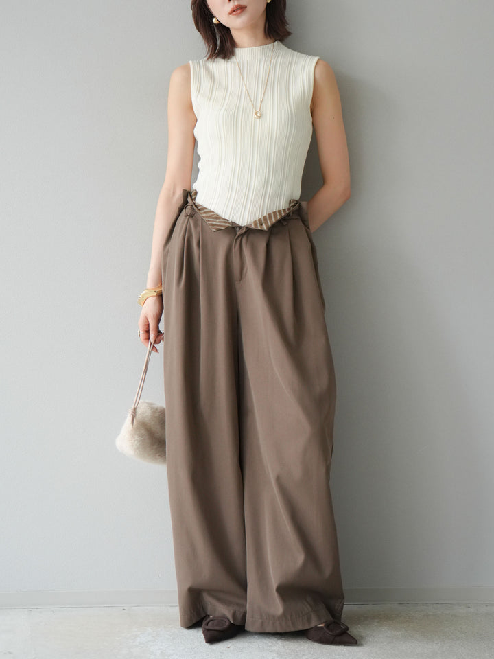 [予約]スリーブレスランダムリブニットトップス/アイボリー