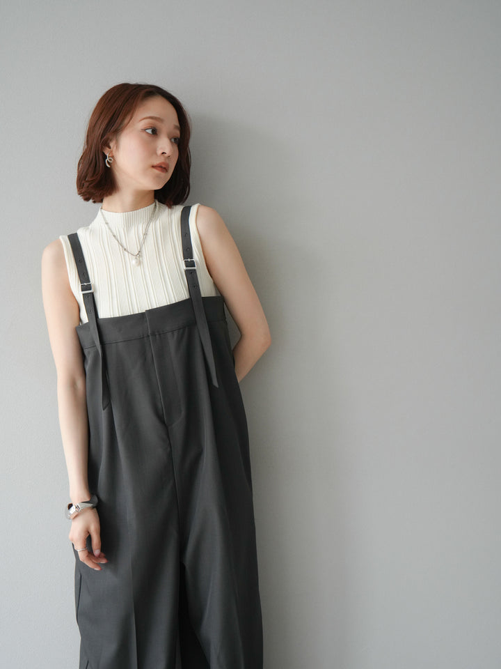 [予約]スリーブレスランダムリブニットトップス/アイボリー