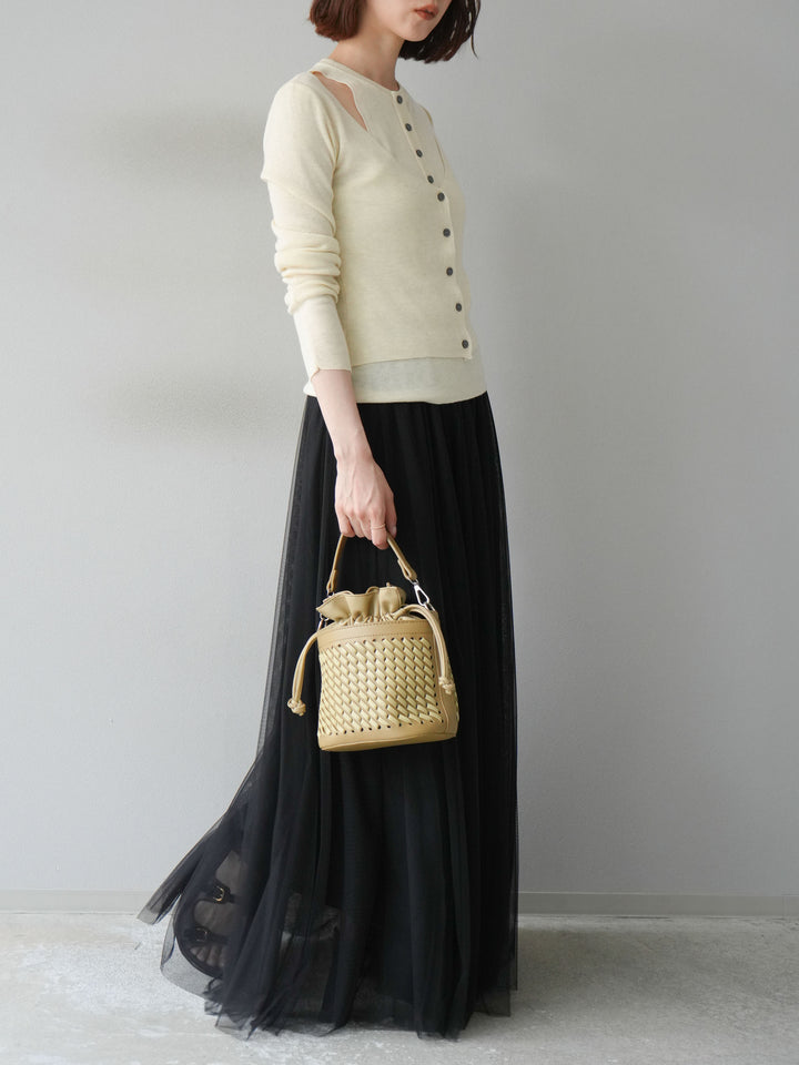 [予約]レイヤードデザインニットカーディガン/アイボリー