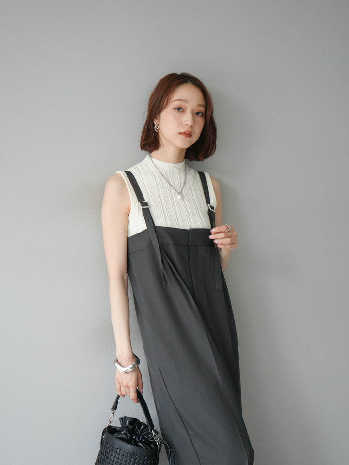 [予約]スリーブレスランダムリブニットトップス/アイボリー