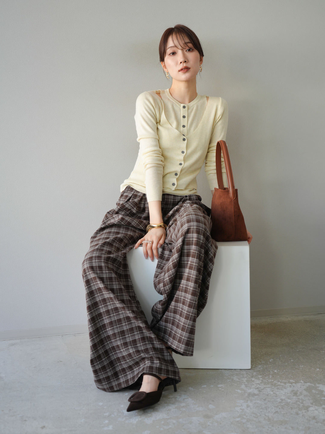 [予約]レイヤードデザインニットカーディガン/アイボリー