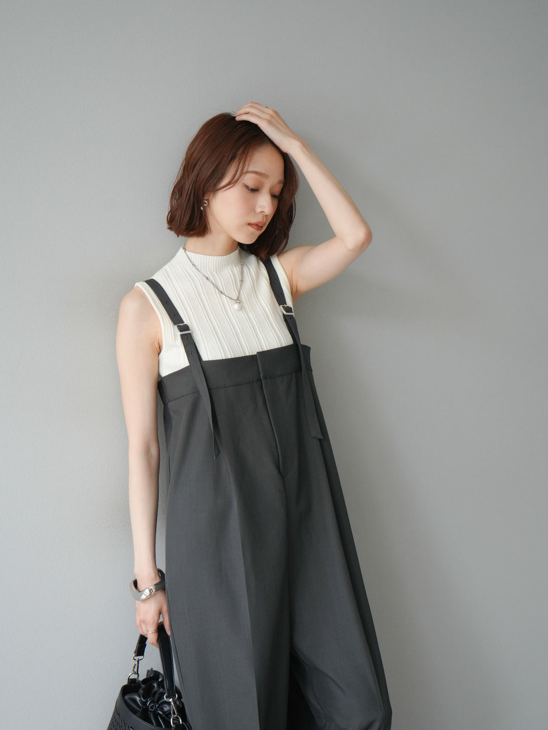 [予約]スリーブレスランダムリブニットトップス/アイボリー