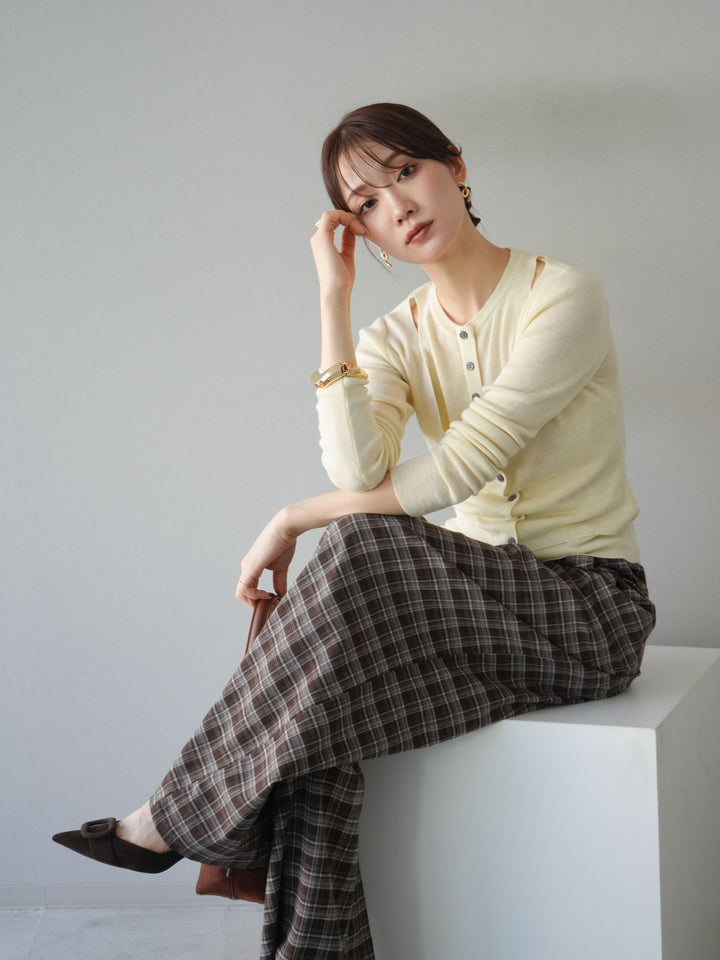 [予約]レイヤードデザインニットカーディガン/アイボリー