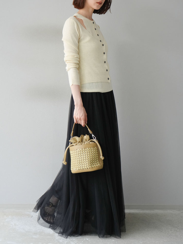 [予約]レイヤードデザインニットカーディガン/アイボリー