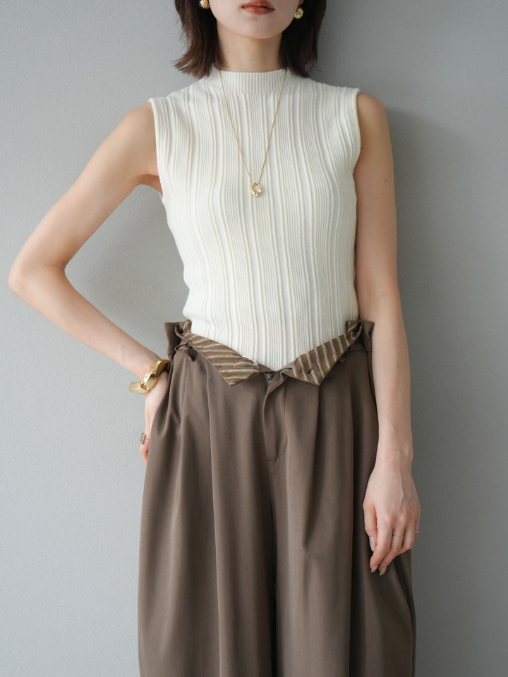 [予約]スリーブレスランダムリブニットトップス/アイボリー