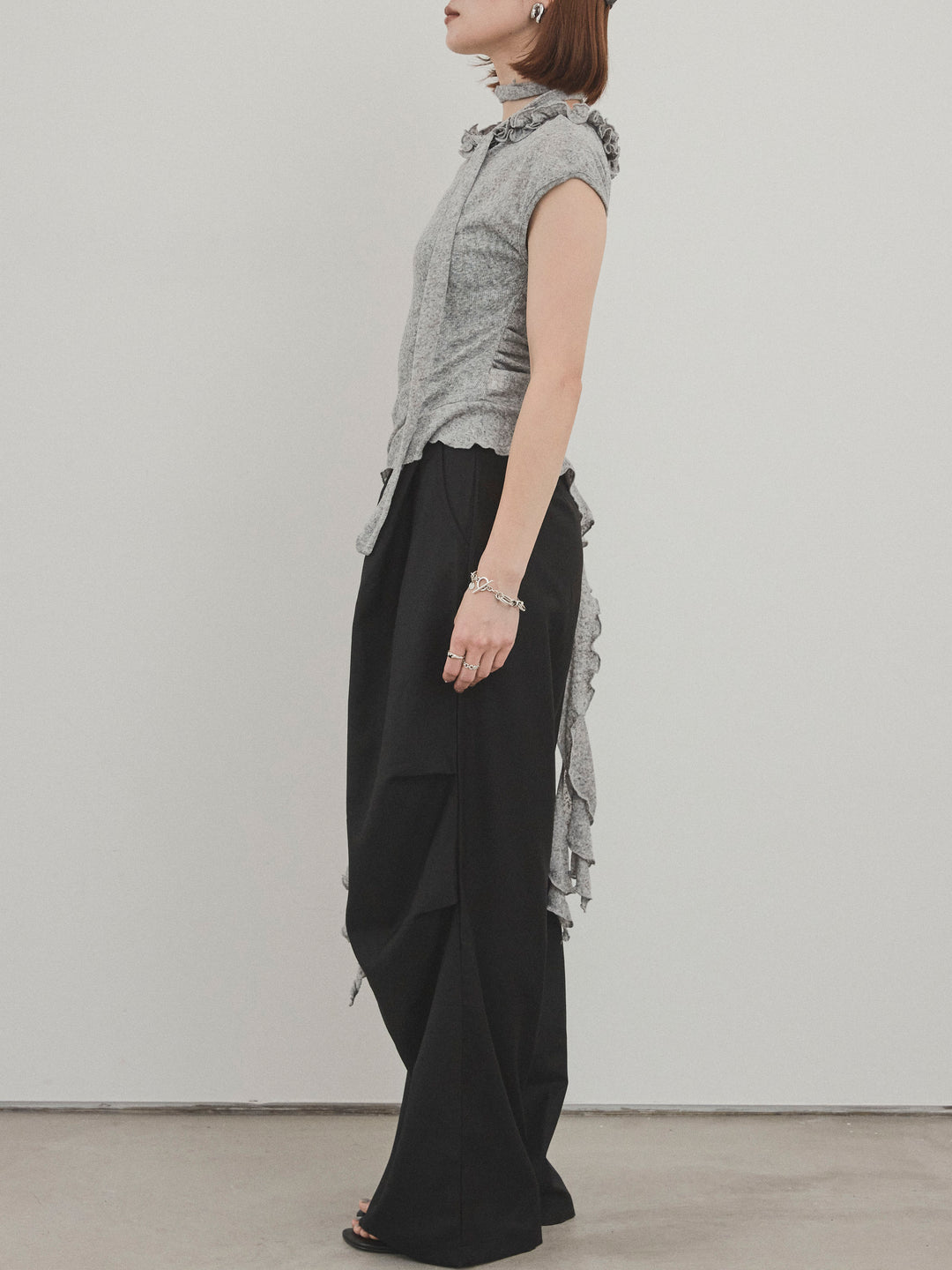 [予約]ラッフルシアーニットタンクトップ/グレー