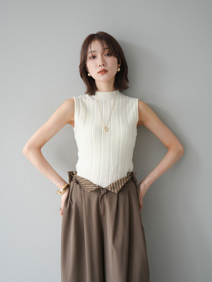 [予約]スリーブレスランダムリブニットトップス/アイボリー