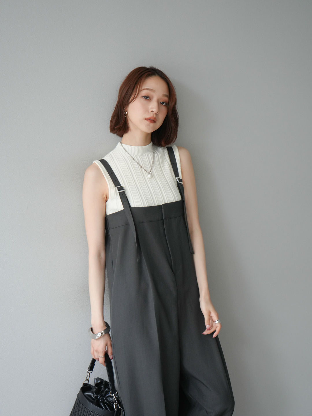 [予約]スリーブレスランダムリブニットトップス/アイボリー