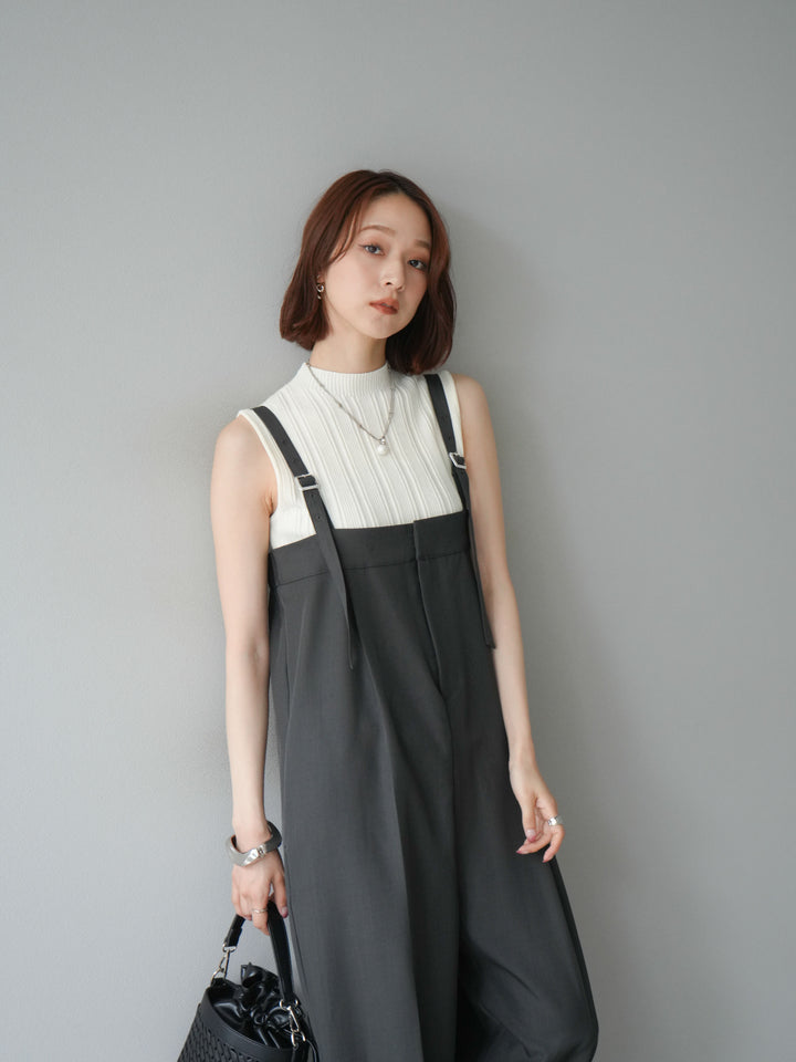 [予約]スリーブレスランダムリブニットトップス/アイボリー