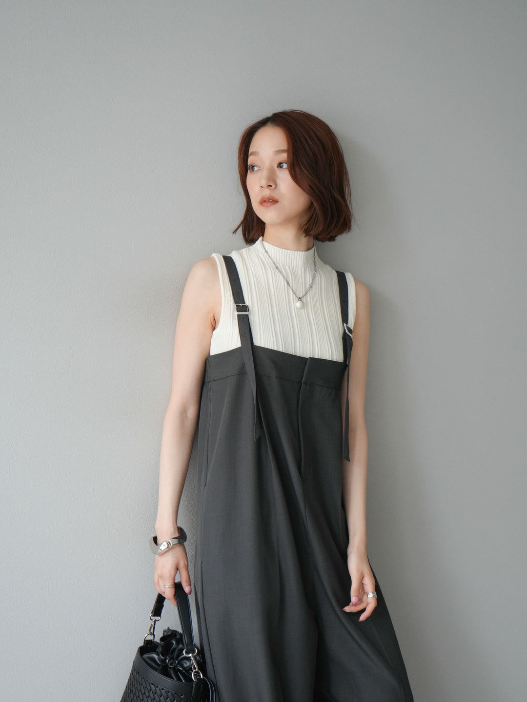 [予約]スリーブレスランダムリブニットトップス/アイボリー