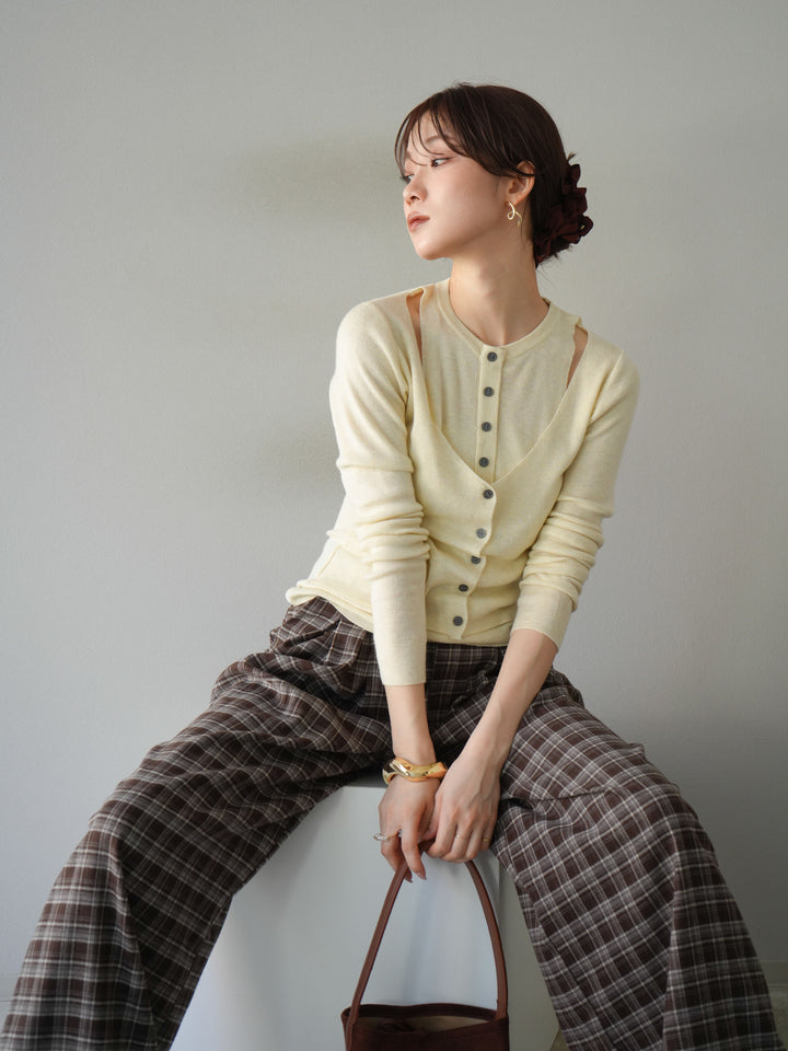 [予約]レイヤードデザインニットカーディガン/アイボリー