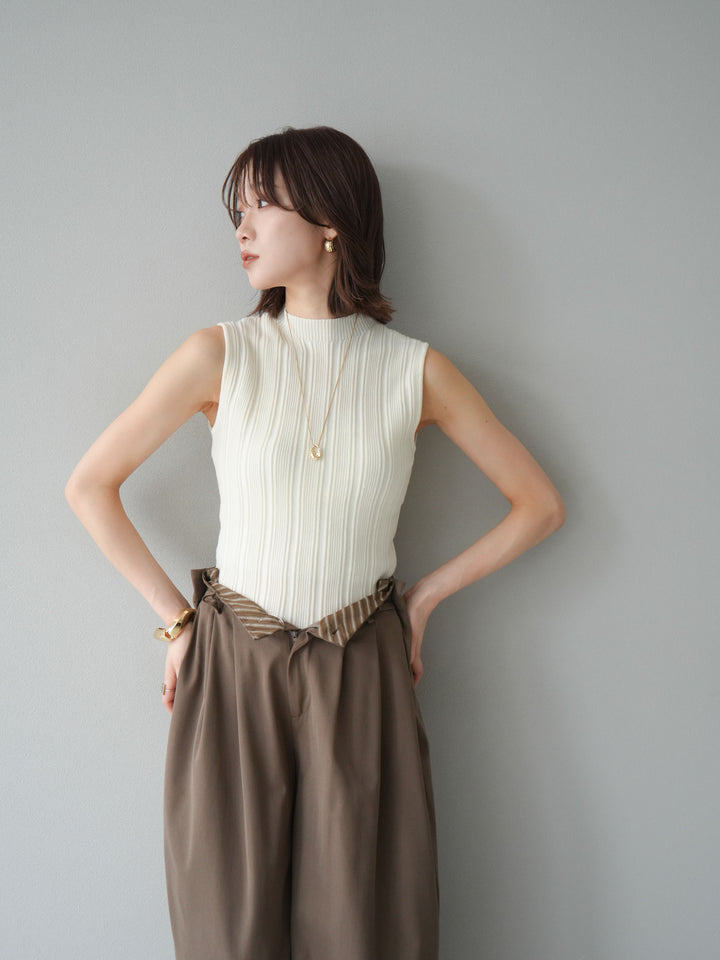 [予約]スリーブレスランダムリブニットトップス/アイボリー