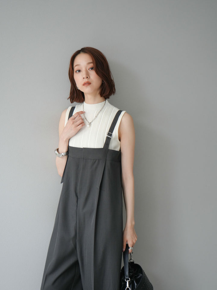 [予約]スリーブレスランダムリブニットトップス/アイボリー