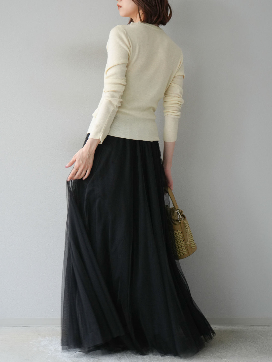 [予約]レイヤードデザインニットカーディガン/アイボリー