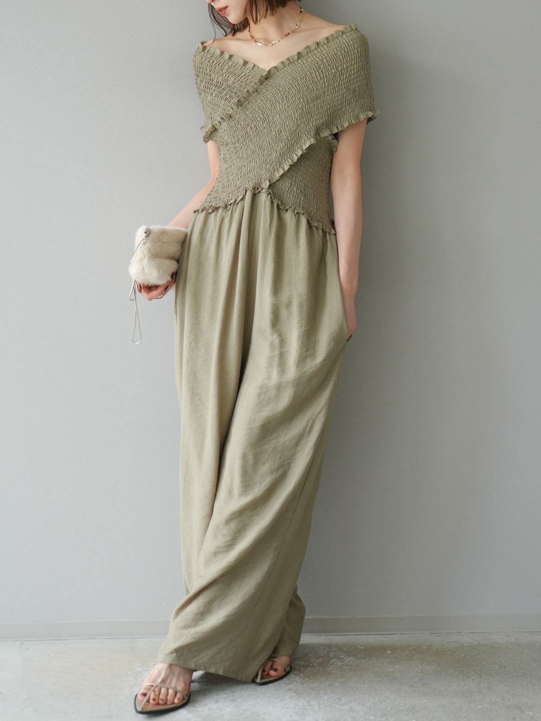 [SET]シャーリングクロスサロペット+シャーリングクロスサロペット(2set)