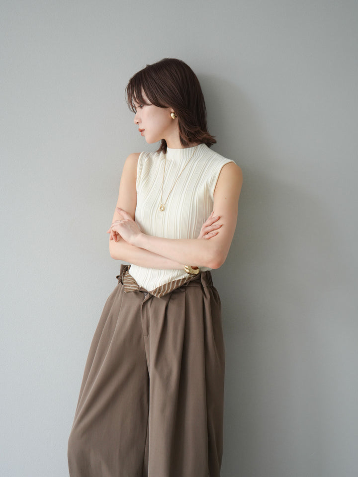 [予約]スリーブレスランダムリブニットトップス/アイボリー