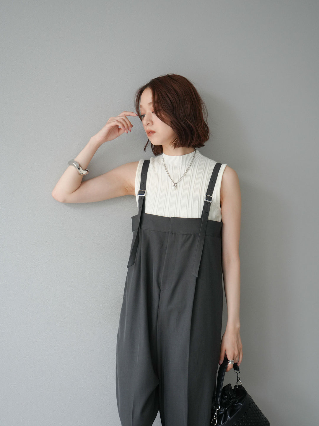 [予約]スリーブレスランダムリブニットトップス/アイボリー