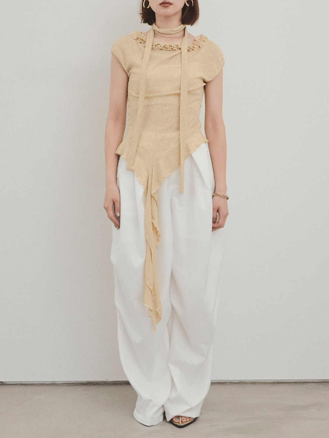 [予約]ラッフルシアーニットタンクトップ/イエロー