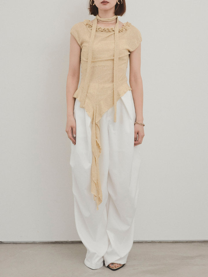 [予約]ラッフルシアーニットタンクトップ/イエロー