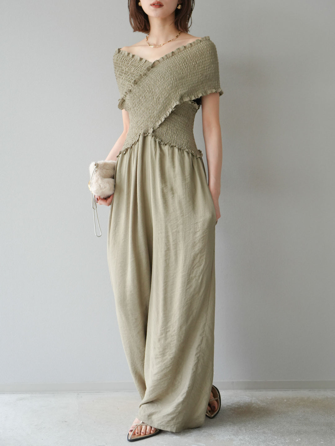 [SET]シャーリングクロスサロペット+シャーリングクロスサロペット(2set)