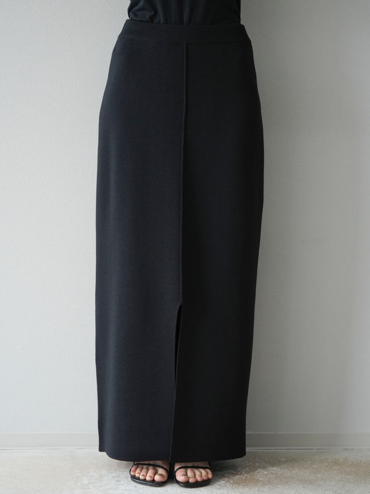 [予約]レーヨンポリIラインニットスカート/ブラック