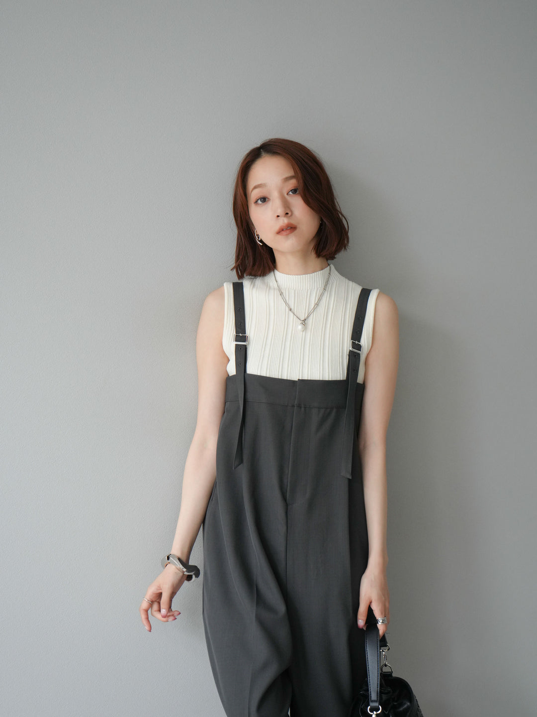 [予約]スリーブレスランダムリブニットトップス/アイボリー