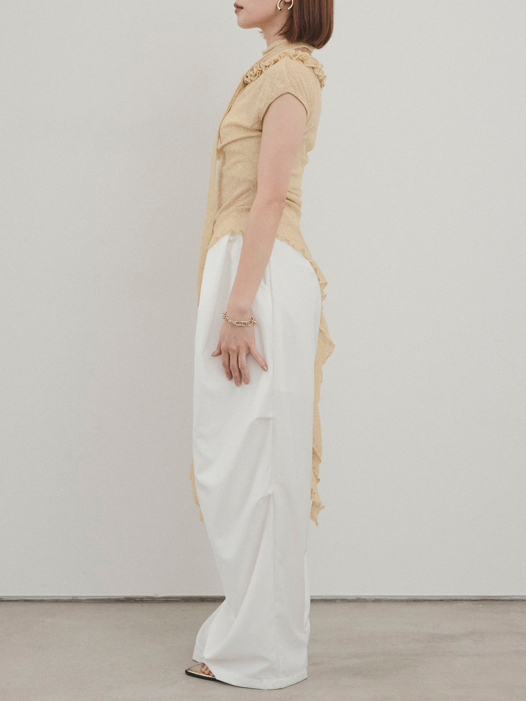 [予約]ラッフルシアーニットタンクトップ/イエロー