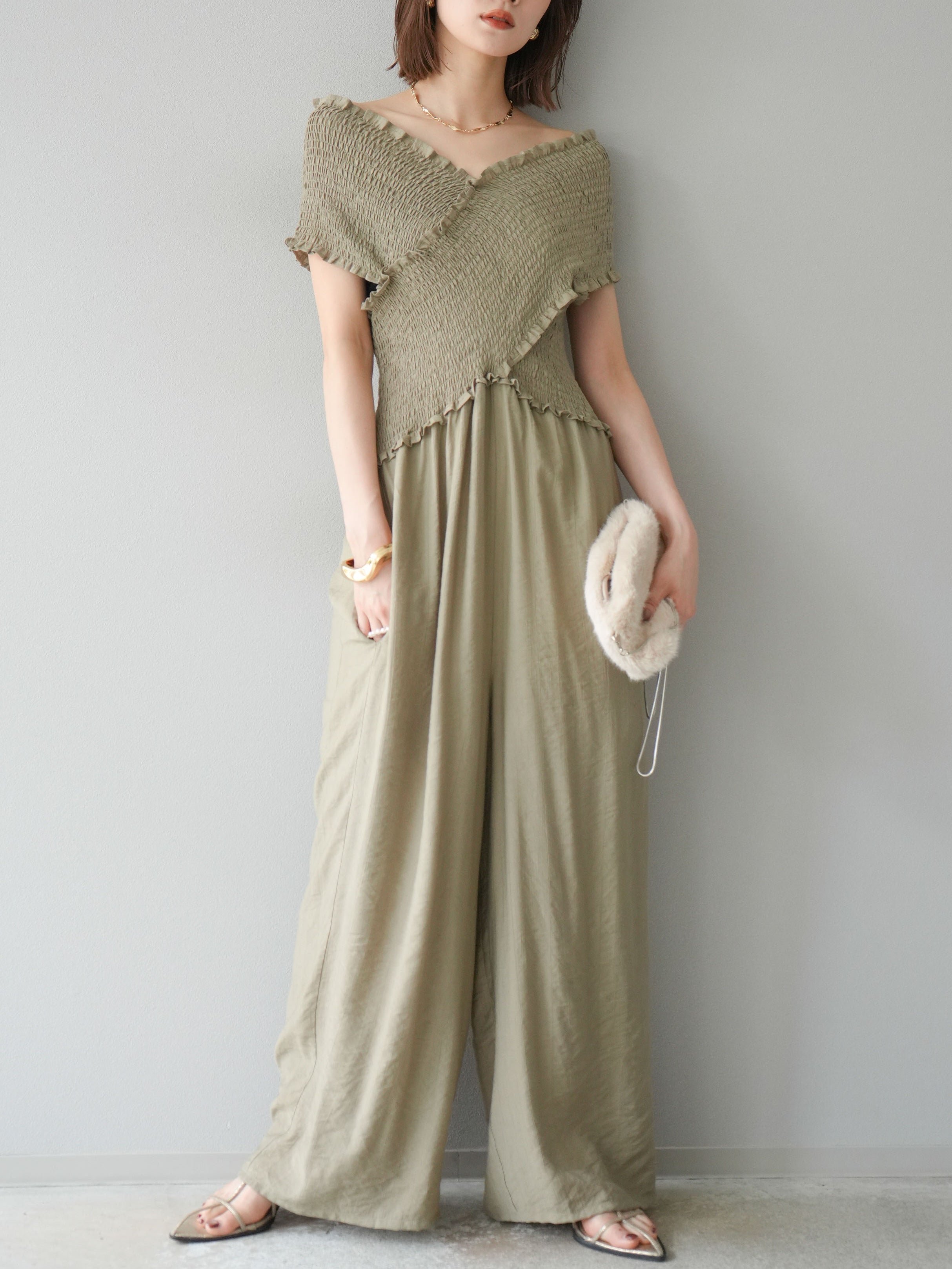 OUTIL サロペット エクリュ 0 美品 OUTIL サロペット エクリュ 0 美品 OUTIL pantalonサロペット エクリュ 0