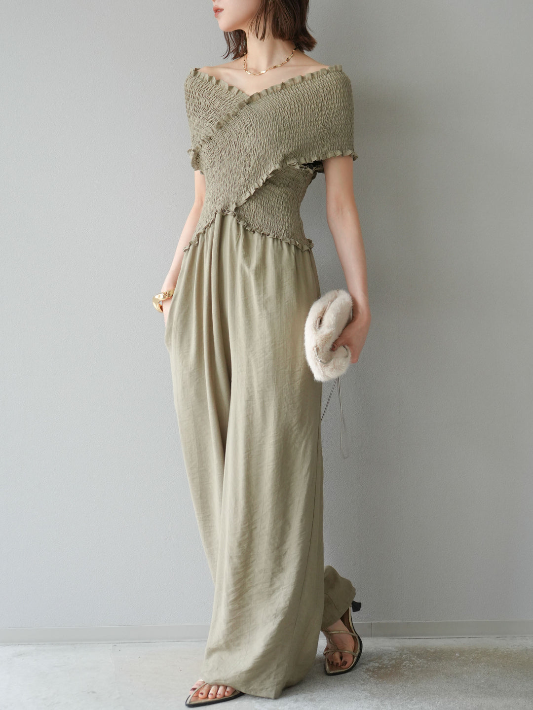 [SET]シャーリングクロスサロペット+シャーリングクロスサロペット(2set)