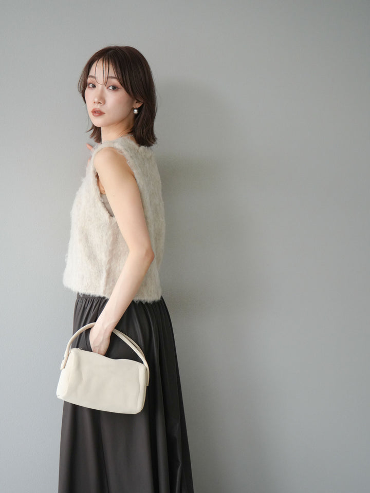 [予約]ミックスシャギーUネックベスト/エクリュ