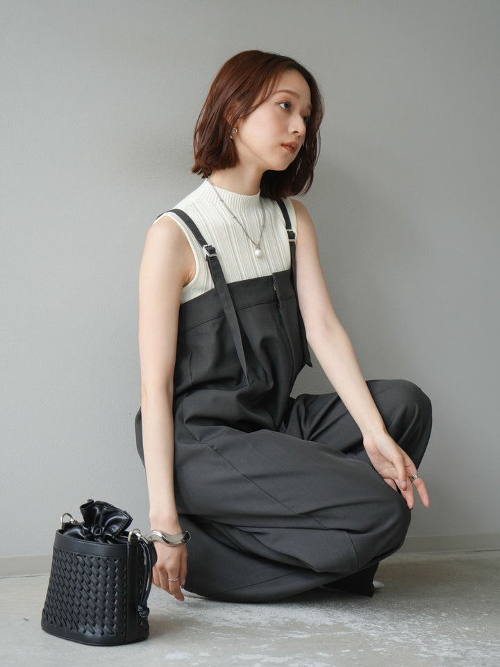 [予約]スリーブレスランダムリブニットトップス/アイボリー