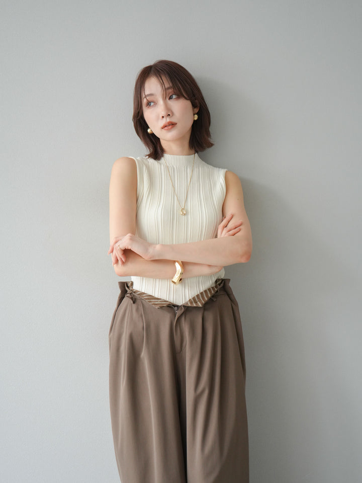 [予約]スリーブレスランダムリブニットトップス/アイボリー