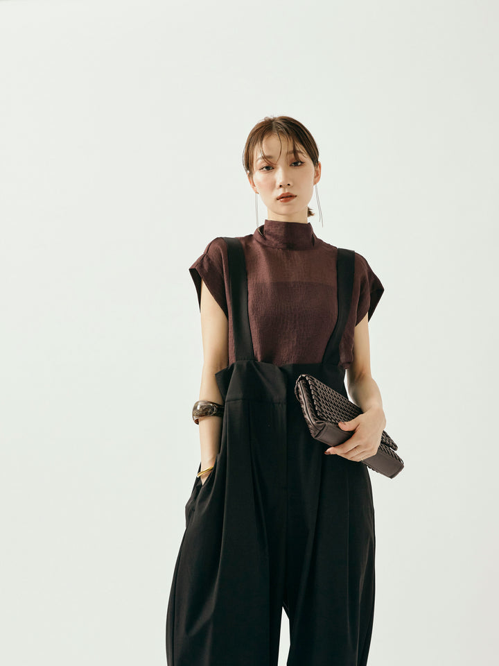 [予約]シャイニーシアーブラウス/ボルドー