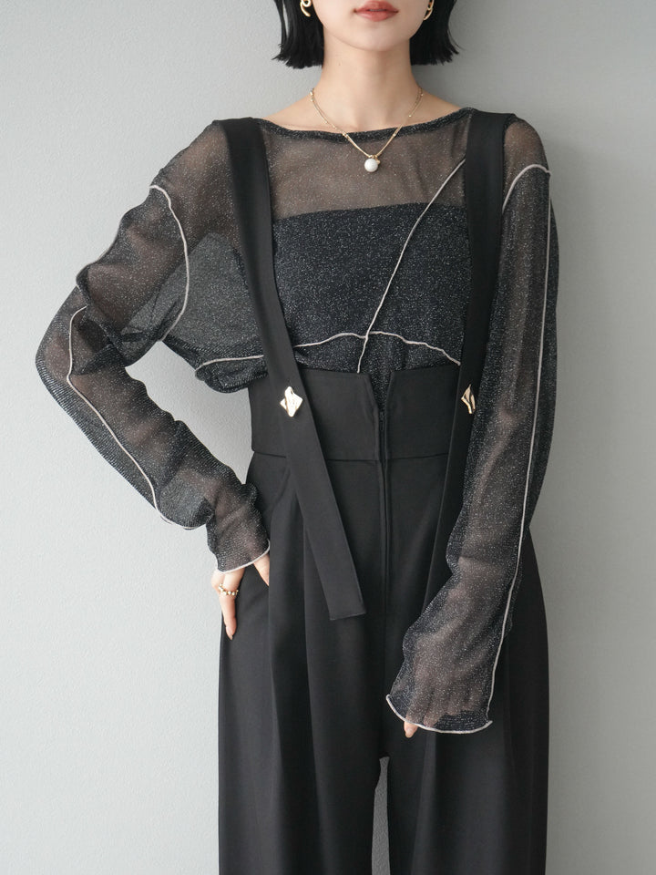 [SET]ラメシアーバイカラーメロープルオーバー+ラメシアーバイカラーメロープルオーバー(2set)