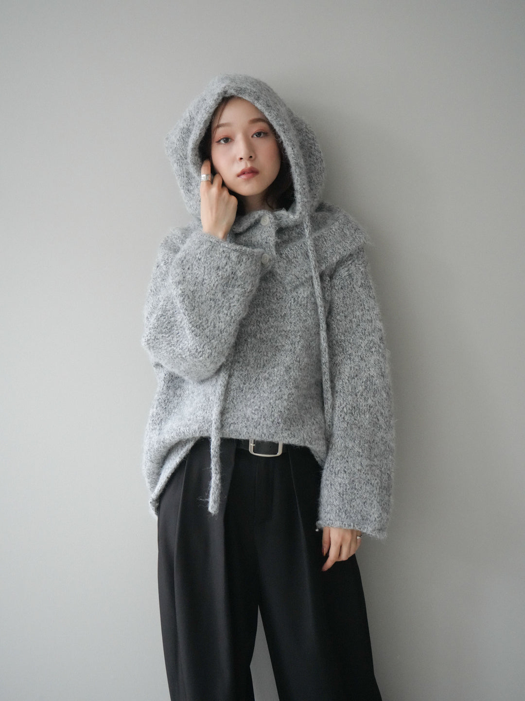 [SET]バラクラバSETニットプルオーバー+ベルトループデザインワイドパンツ(2set)