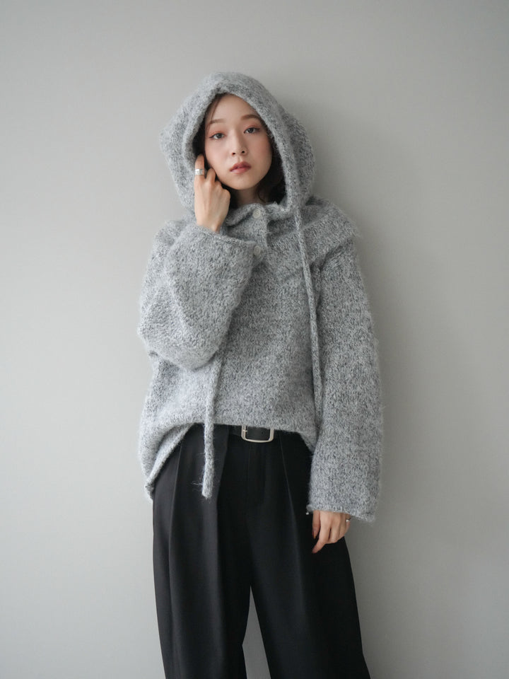 [SET]バラクラバSETニットプルオーバー+ベルトループデザインワイドパンツ(2set)