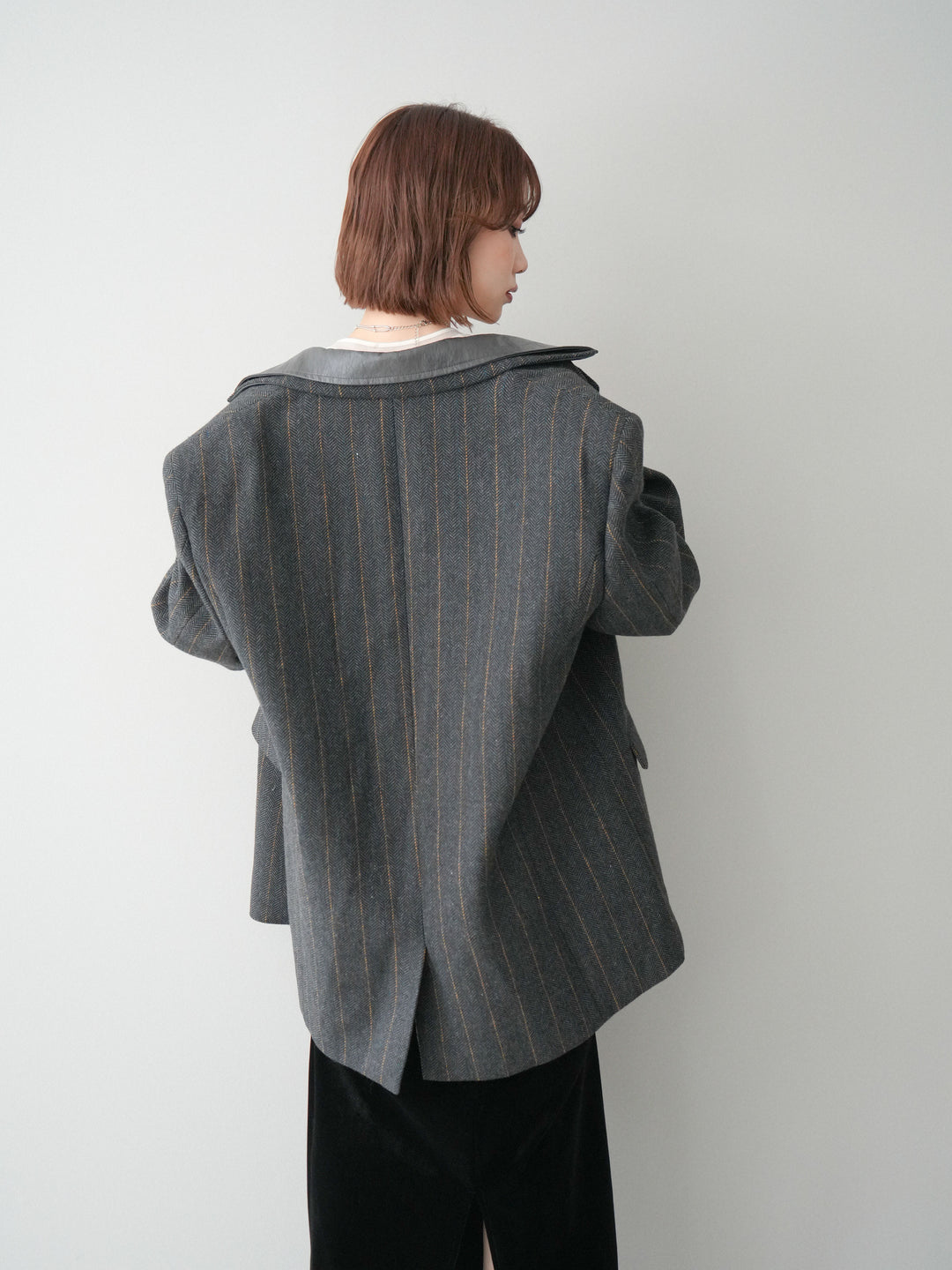 [20%オフ]レイヤードデザインツイードテーラードジャケット/charcoal