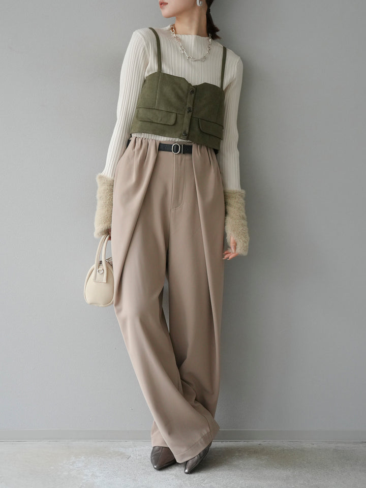 [予約]スウェードビスチェ/カーキ